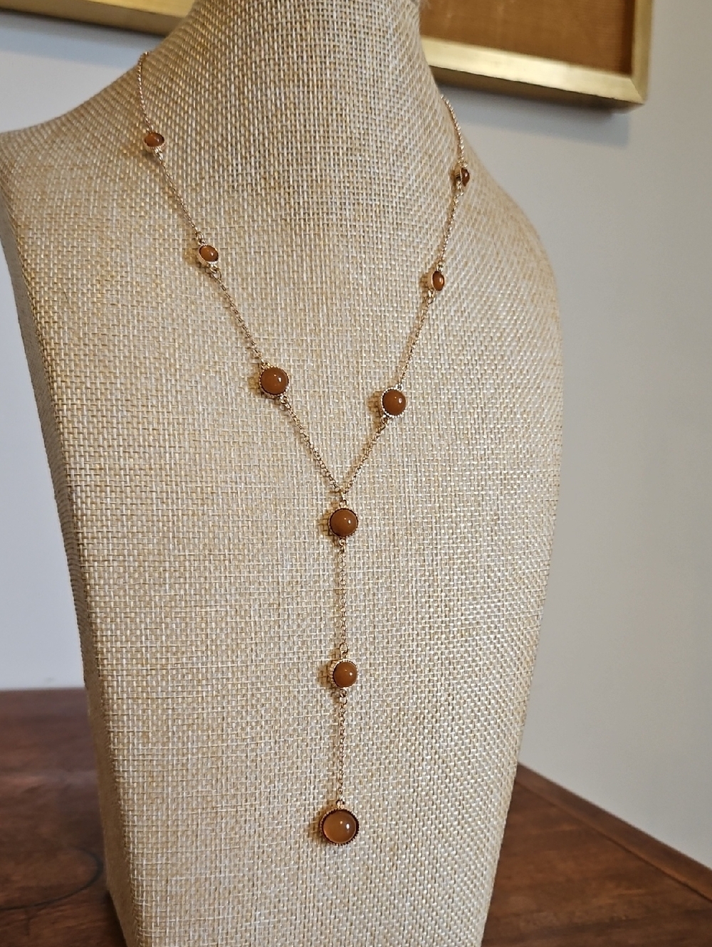 RACHEL Rachel Roy Gold-Tone Lariat Necklace with Brown Stones